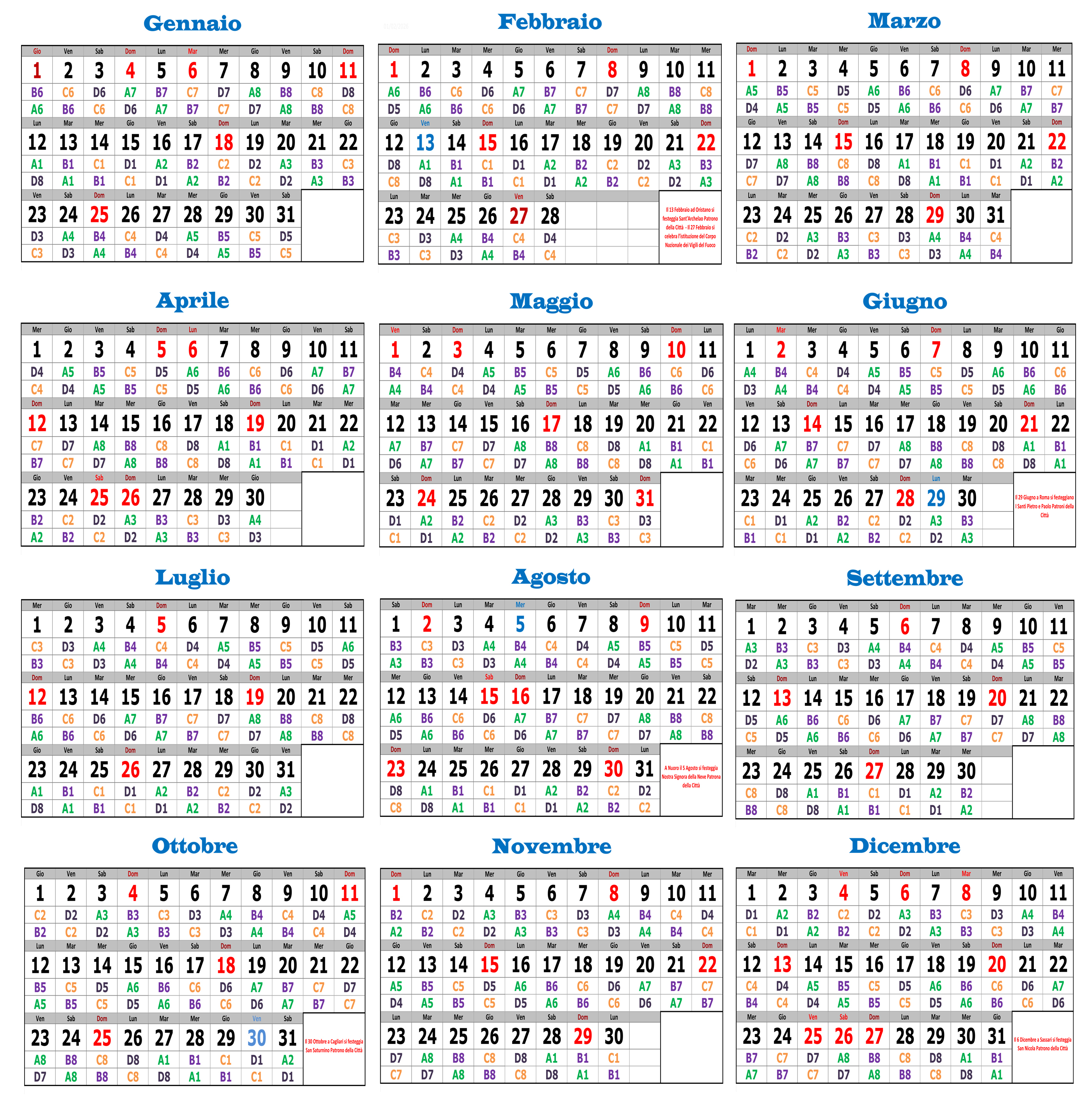 Il turnario 2026 dei Vigili del Fuoco Italiani